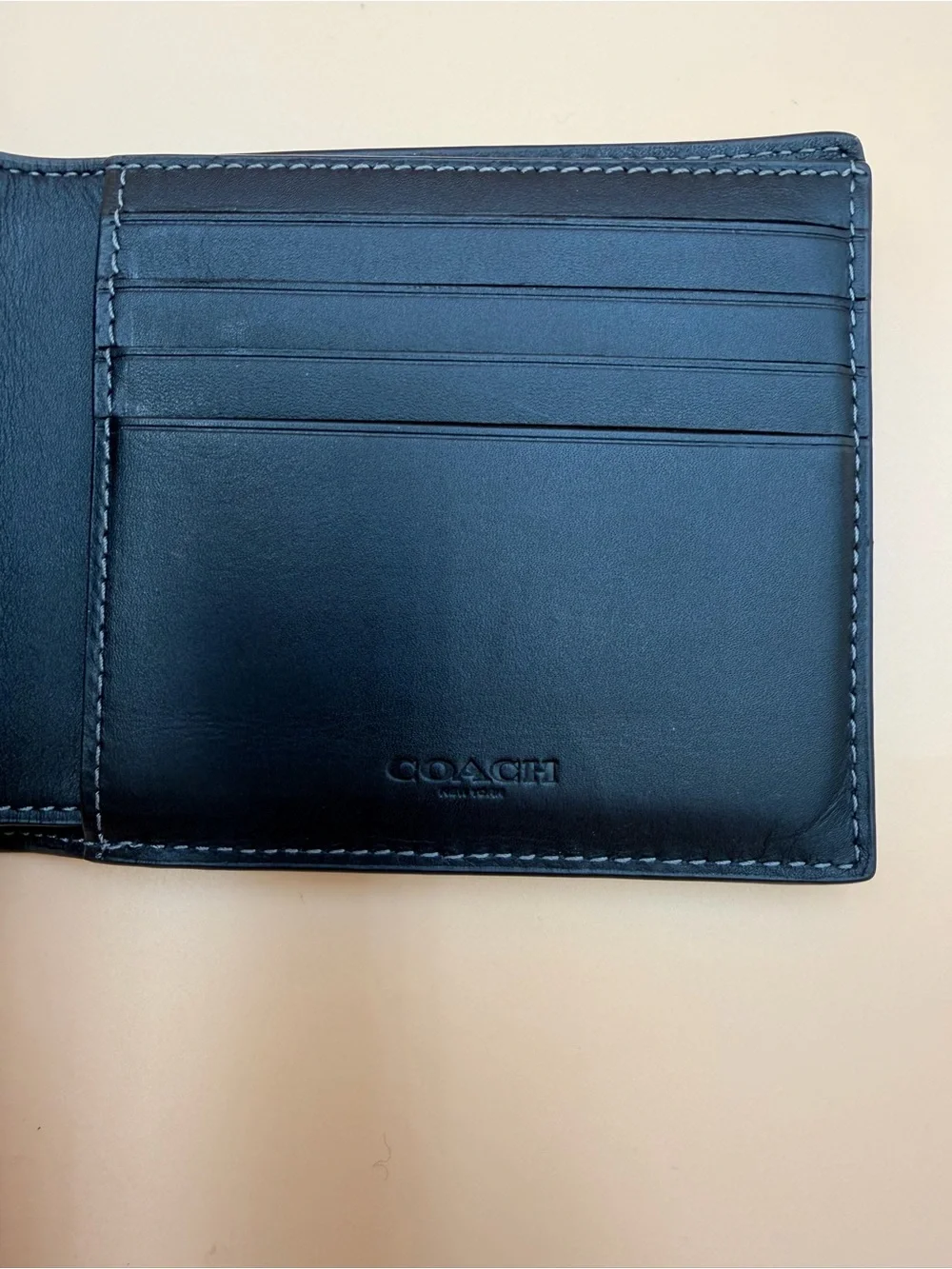 Coach Black Star-Embossed Leather Bifold with Removable ID/Card case
